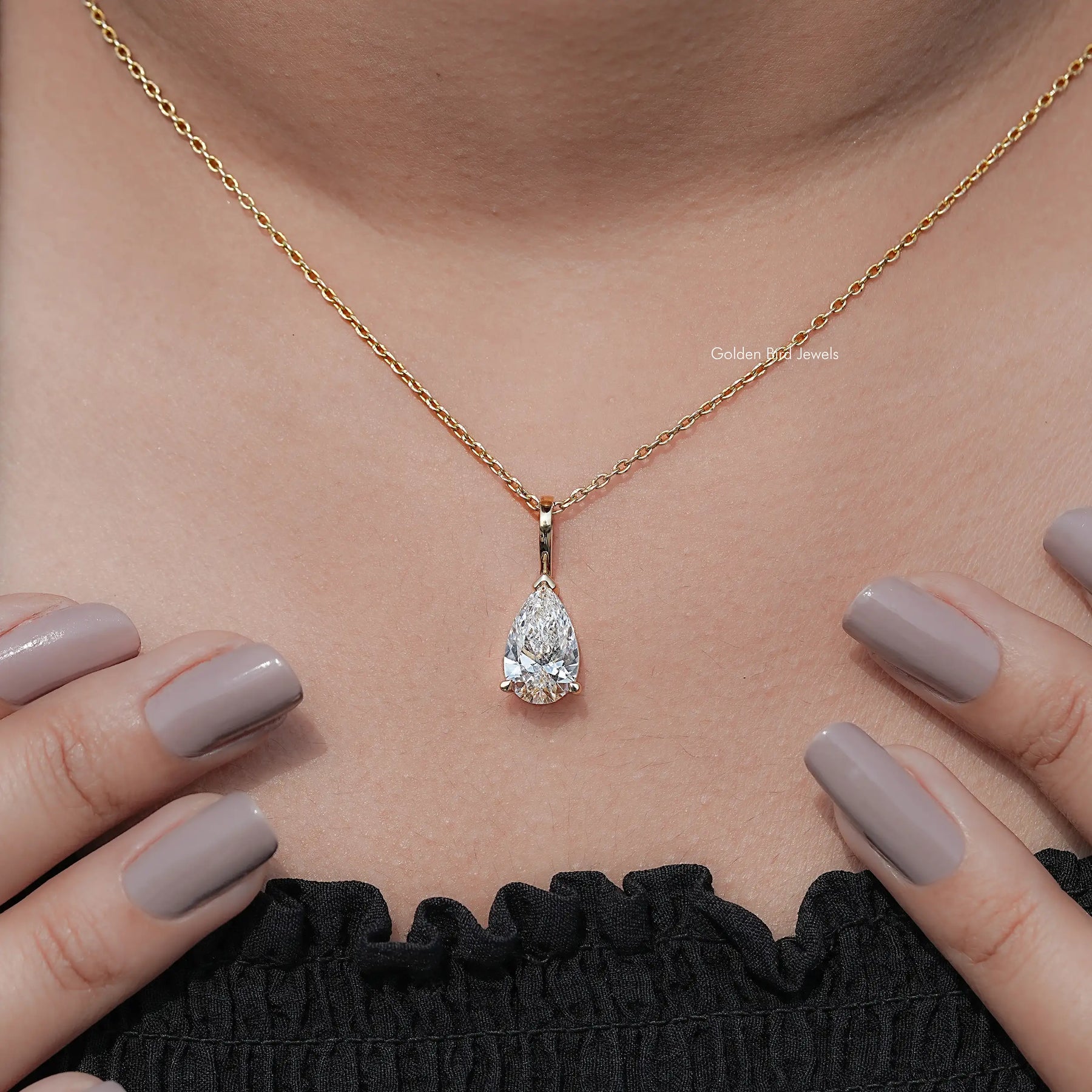 Detailed View Of Lab Diamond Pear Accent Ring
