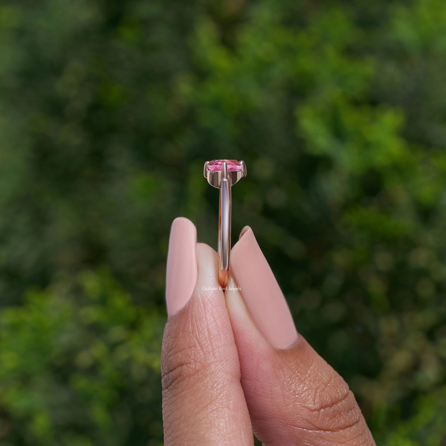 Pink Pear Shaped Lab Grown Gemstone Toi Et Moi Ring