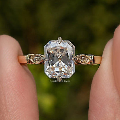 Old Mine Radiant Cut Moissanite Engagement Ring