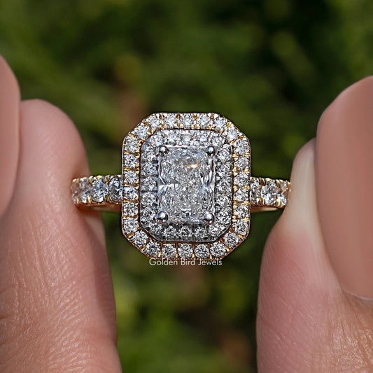 Radiant Cut Diamond Double Halo Engagement Ring