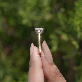 Side View of Radiant Cut Moissanite Three Stone Engagement Ring