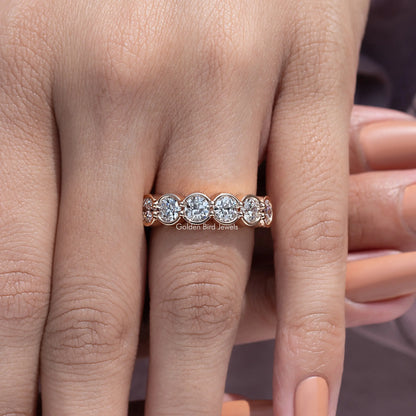 Bezel Set Old European Round Cut Wedding Band