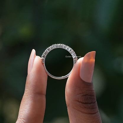 Round And Baguette Lab Diamond Half Eternity Band
