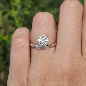 Round Cut Lab Diamond Curved Solitaire Ring