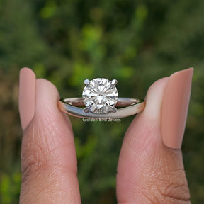 Round Cut Lab Diamond Curved Solitaire Ring