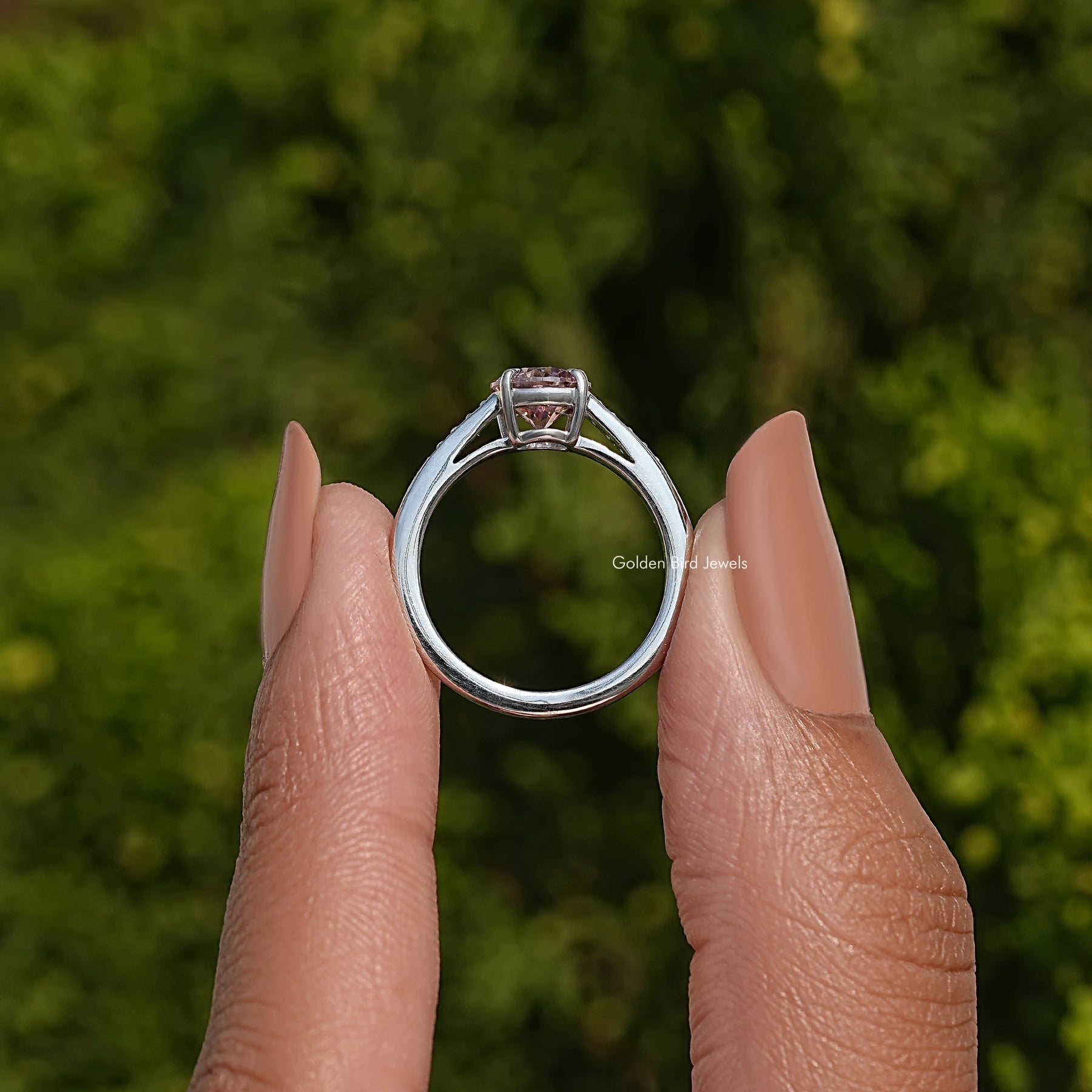 Round Cut Moissanite Accent Ring