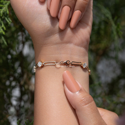 Round Cut Moissanite Link Bracelet