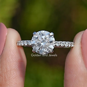 Front View of Round Shaped Lab Diamond Hidden Halo Ring