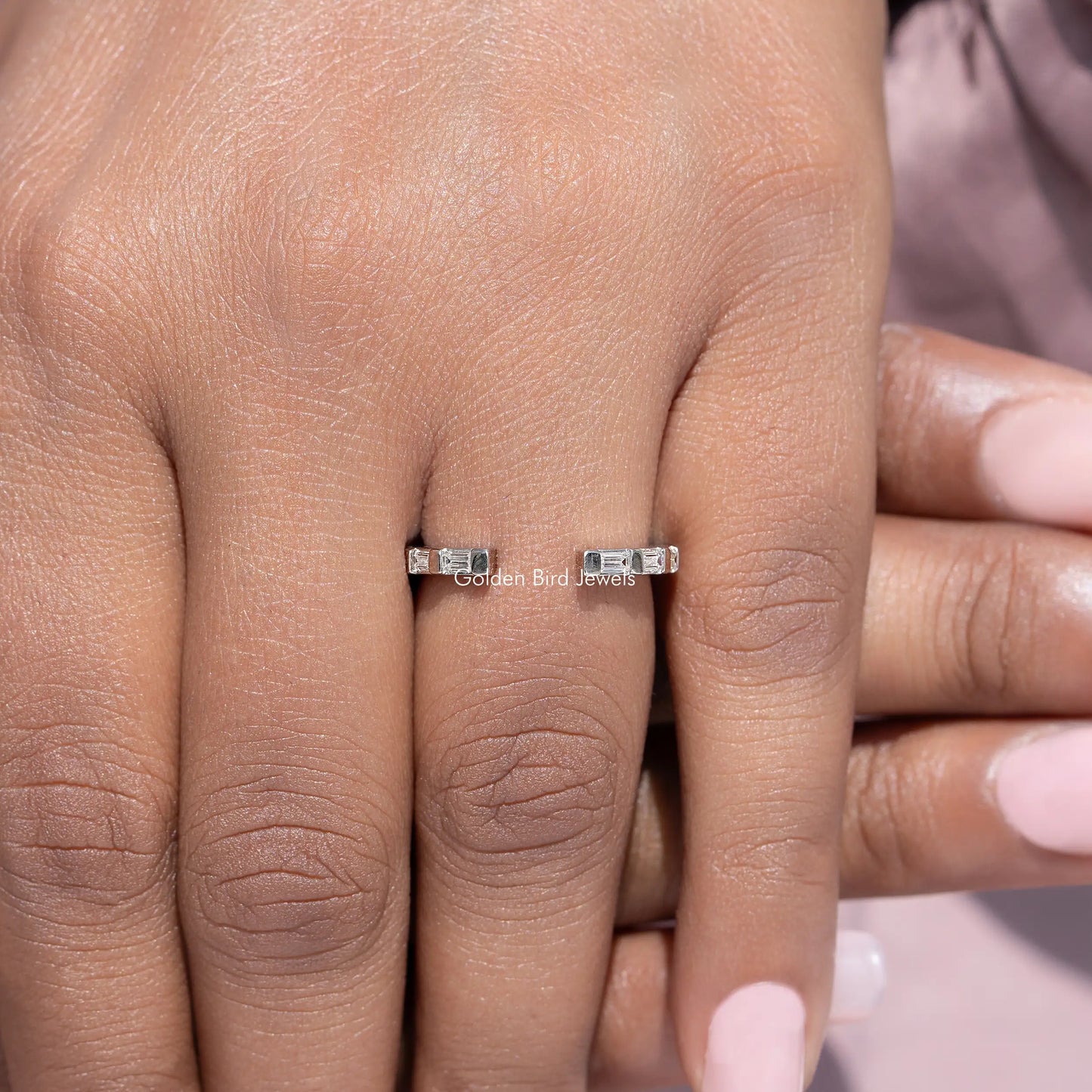 Baguette Cut Moissanite Open Gap Proposal Band