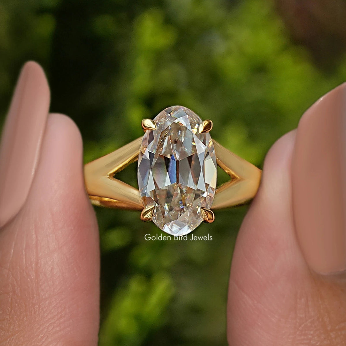 Split Shank Old Mine Oval Cut Moissanite Engagement Ring