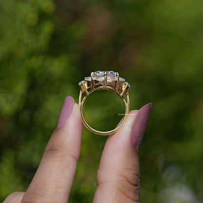 Step Cut Cushion Moissanite Engagement Ring