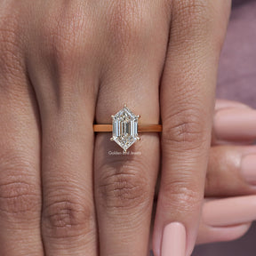 Detailed View of Step cut Marquise Diamond Solitaire Ring