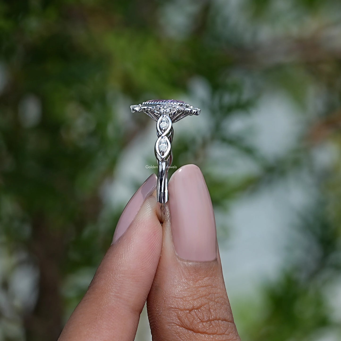 Tourmaline Pink Pear Cut Gemstone Ring