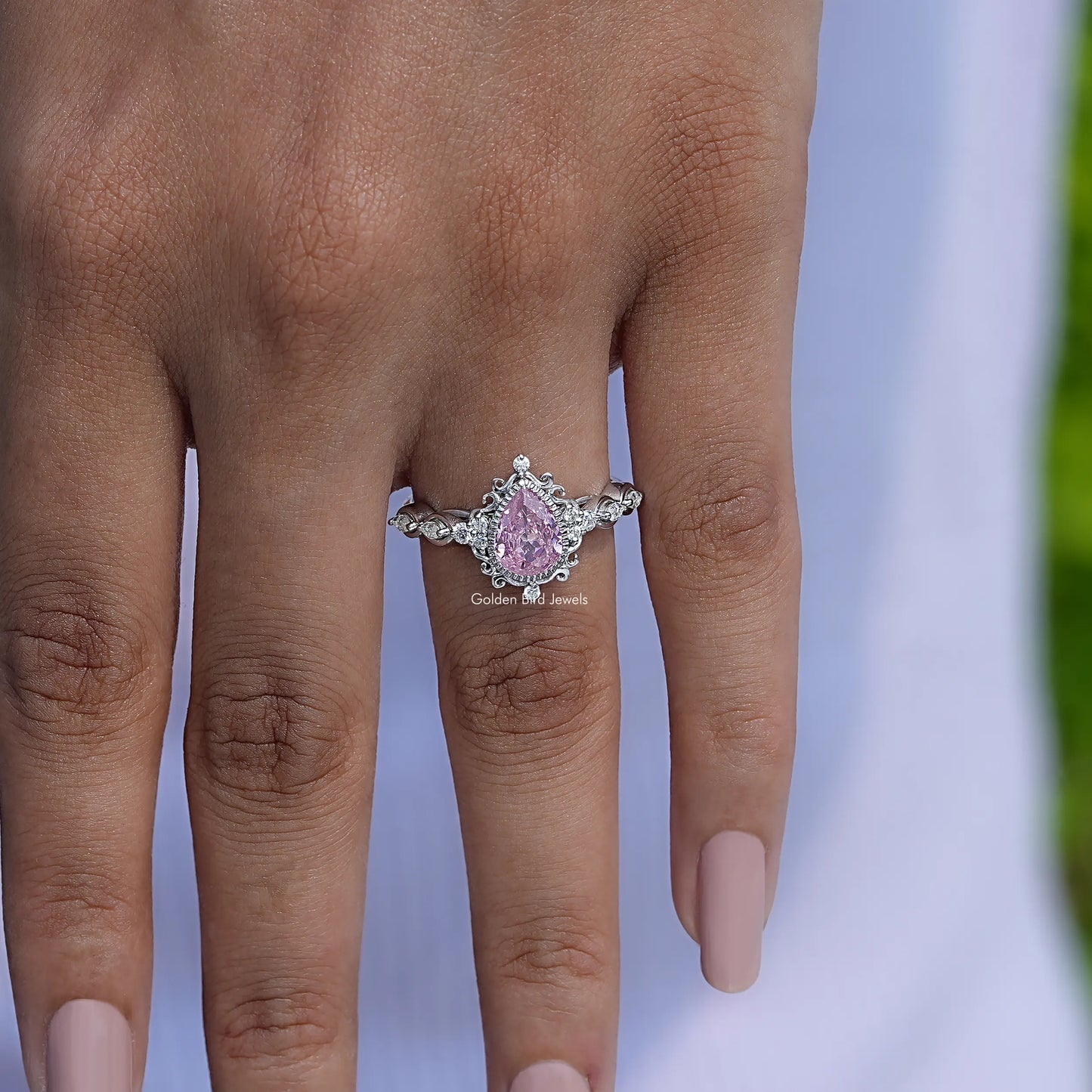 Tourmaline Pink Pear Cut Gemstone Ring
