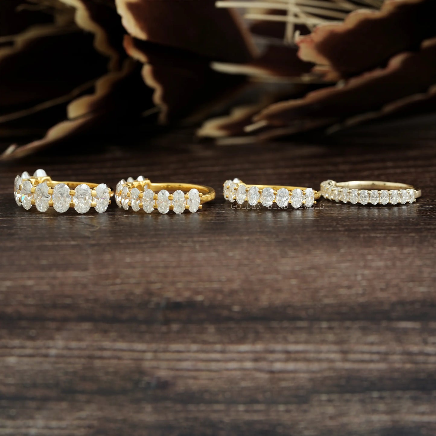 Oval Cut Moissanite Half Eternity Wedding Band